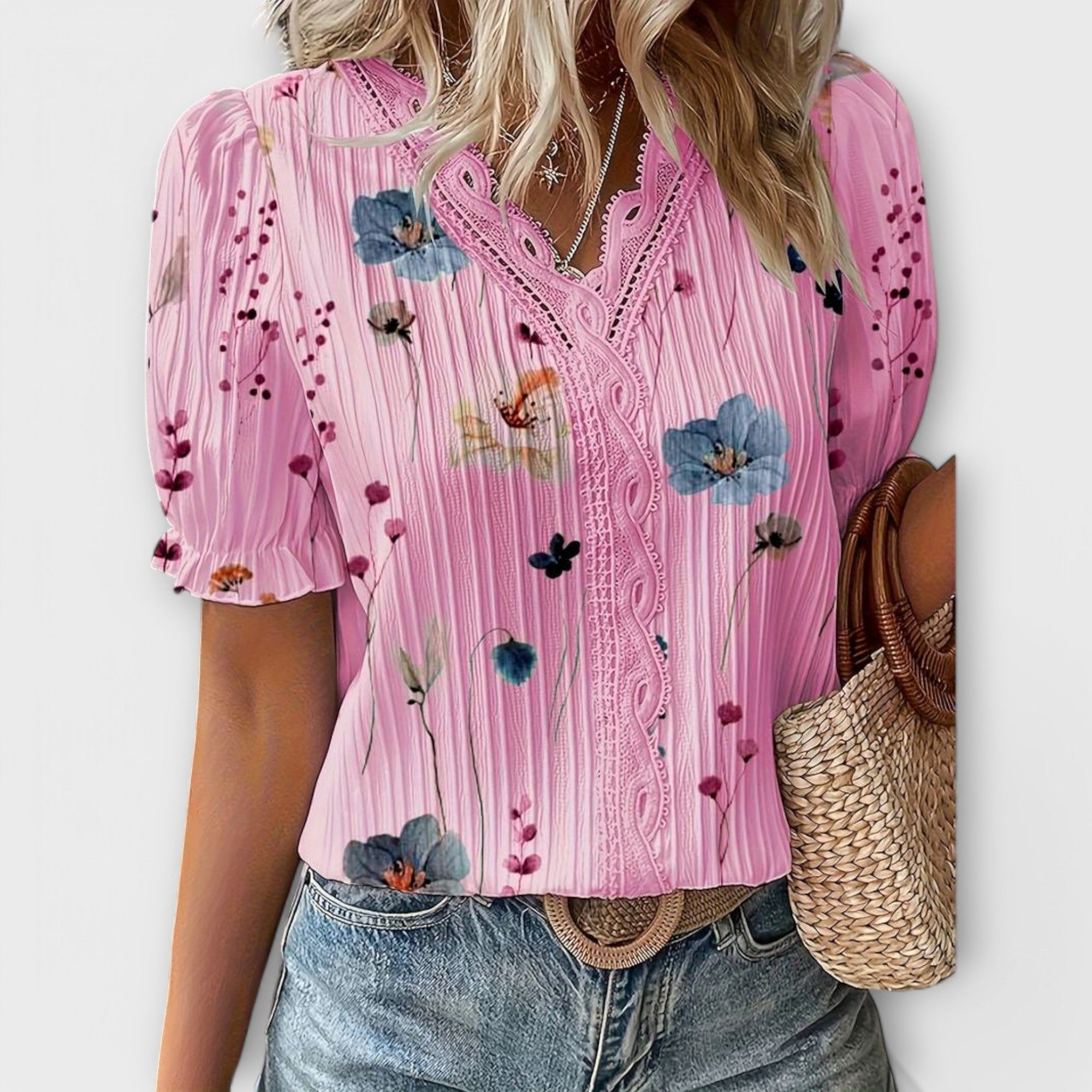 Emily - Modna Bluzka z Dekoltem w Serek