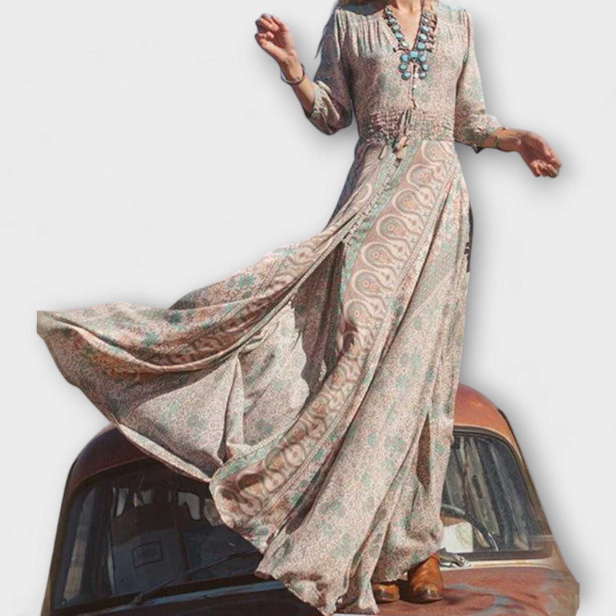 Luźna boho maxi sukienka