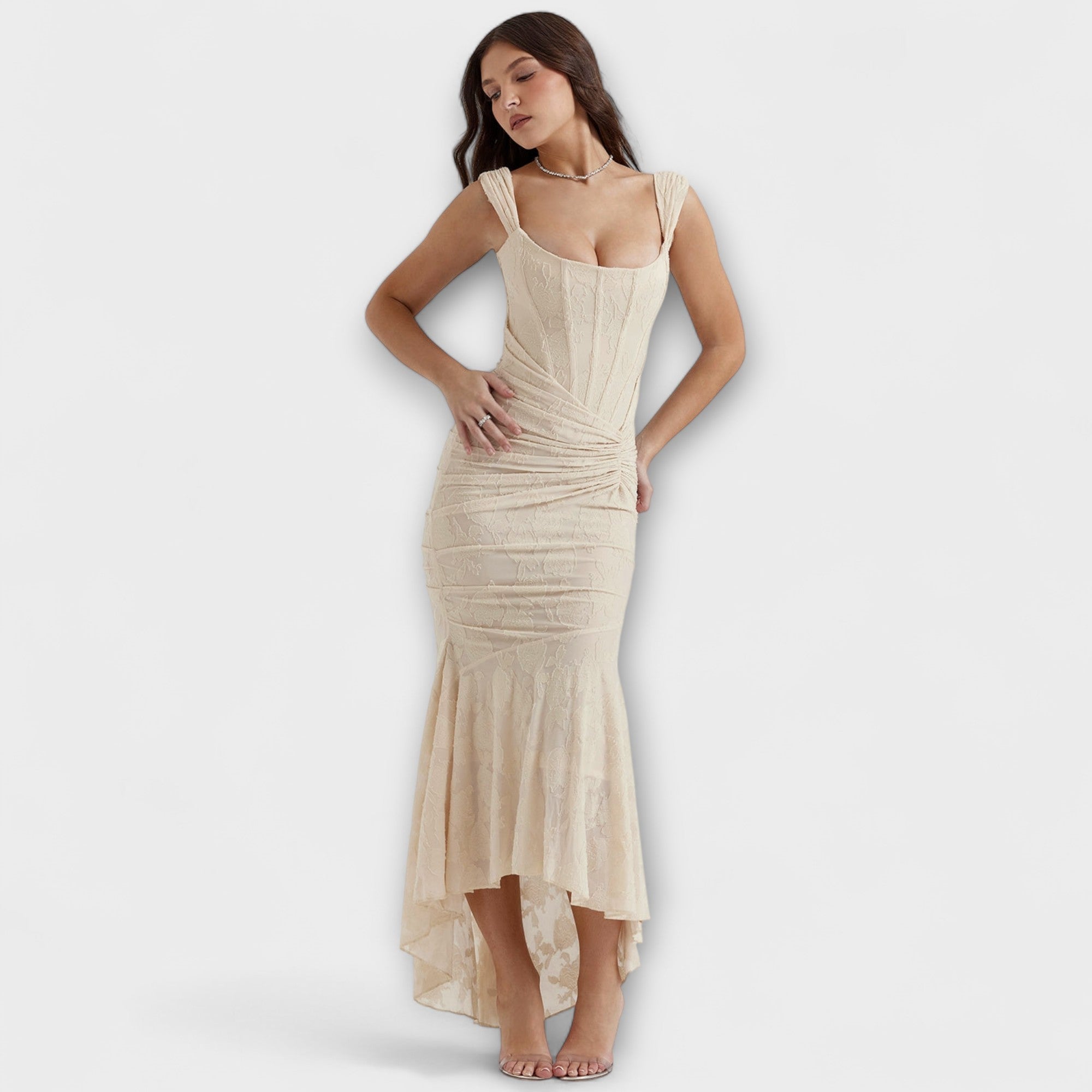 Renske - Długa sukienka z eleganckim i wyrafinowanym gorsetem