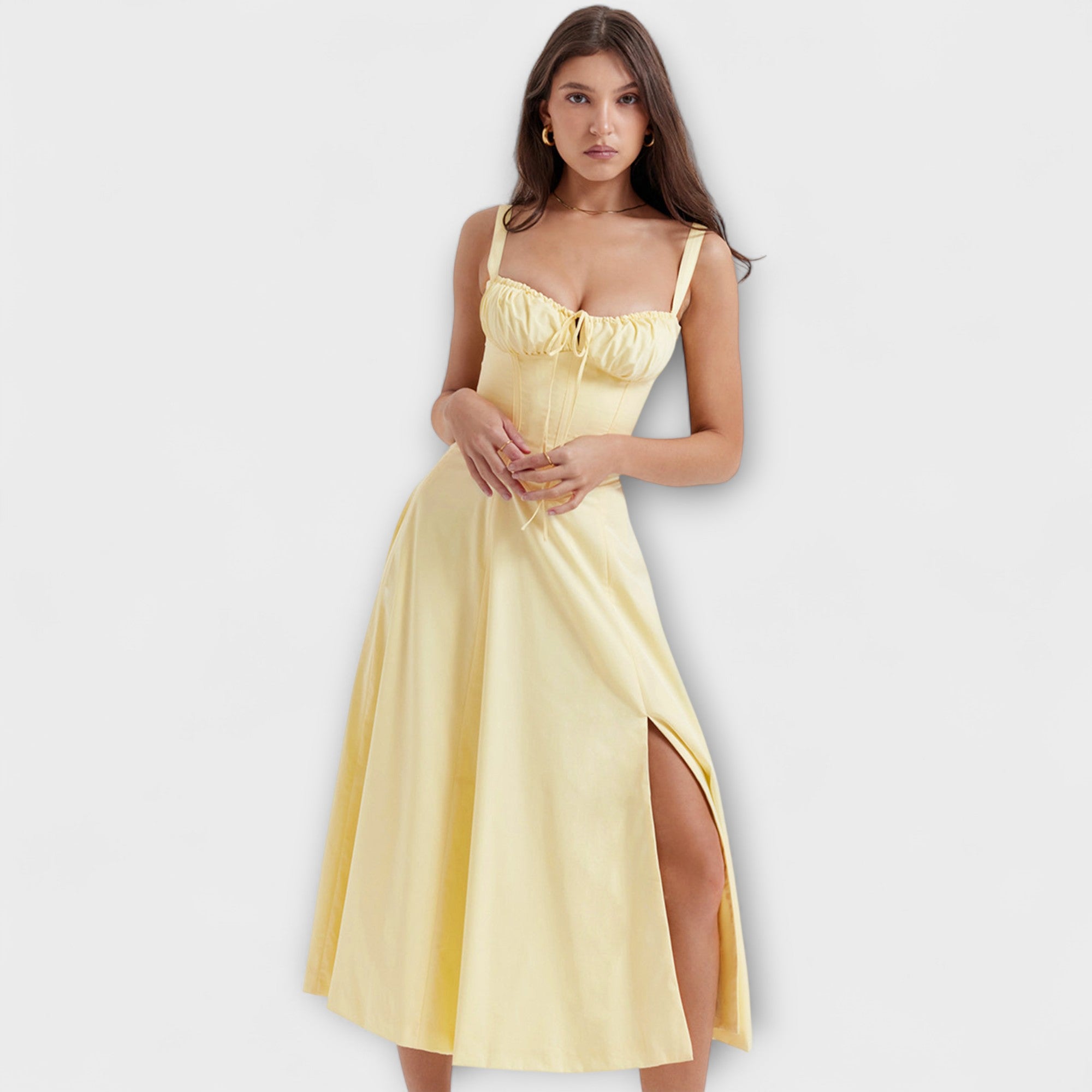 Zipporas - Dopasowana sukienka bustier z nowoczesnym wiosennym wzorem kwiatowym