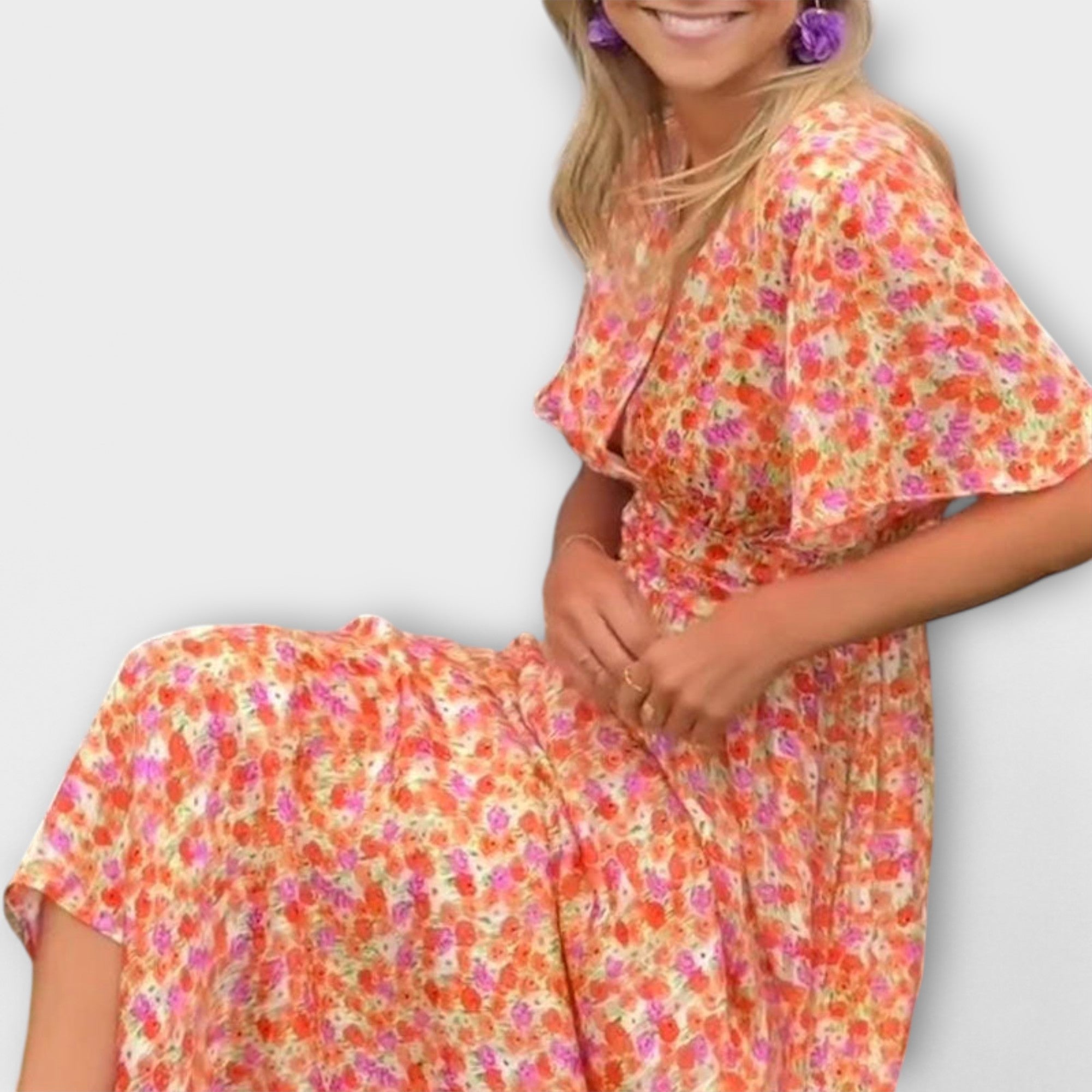 Elsie - Klasyczna Sukienka z Dekoltem w Serek