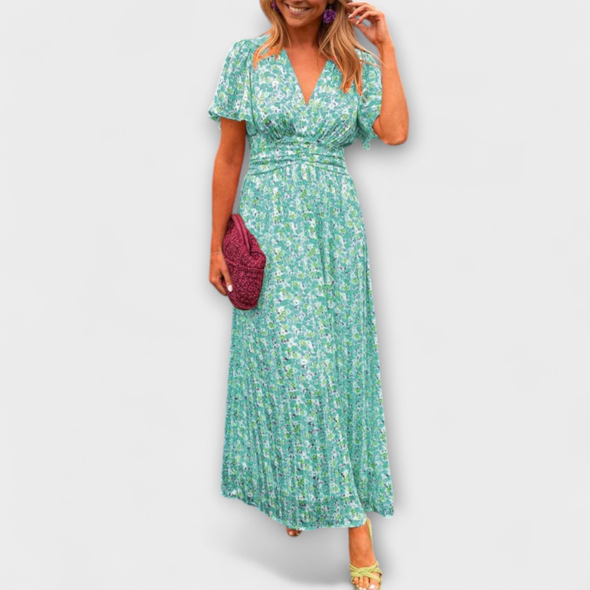 Elsie - Klasyczna Sukienka z Dekoltem w Serek