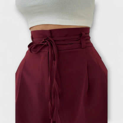 Jill - Luźne Spodnie z Sznurowaniem