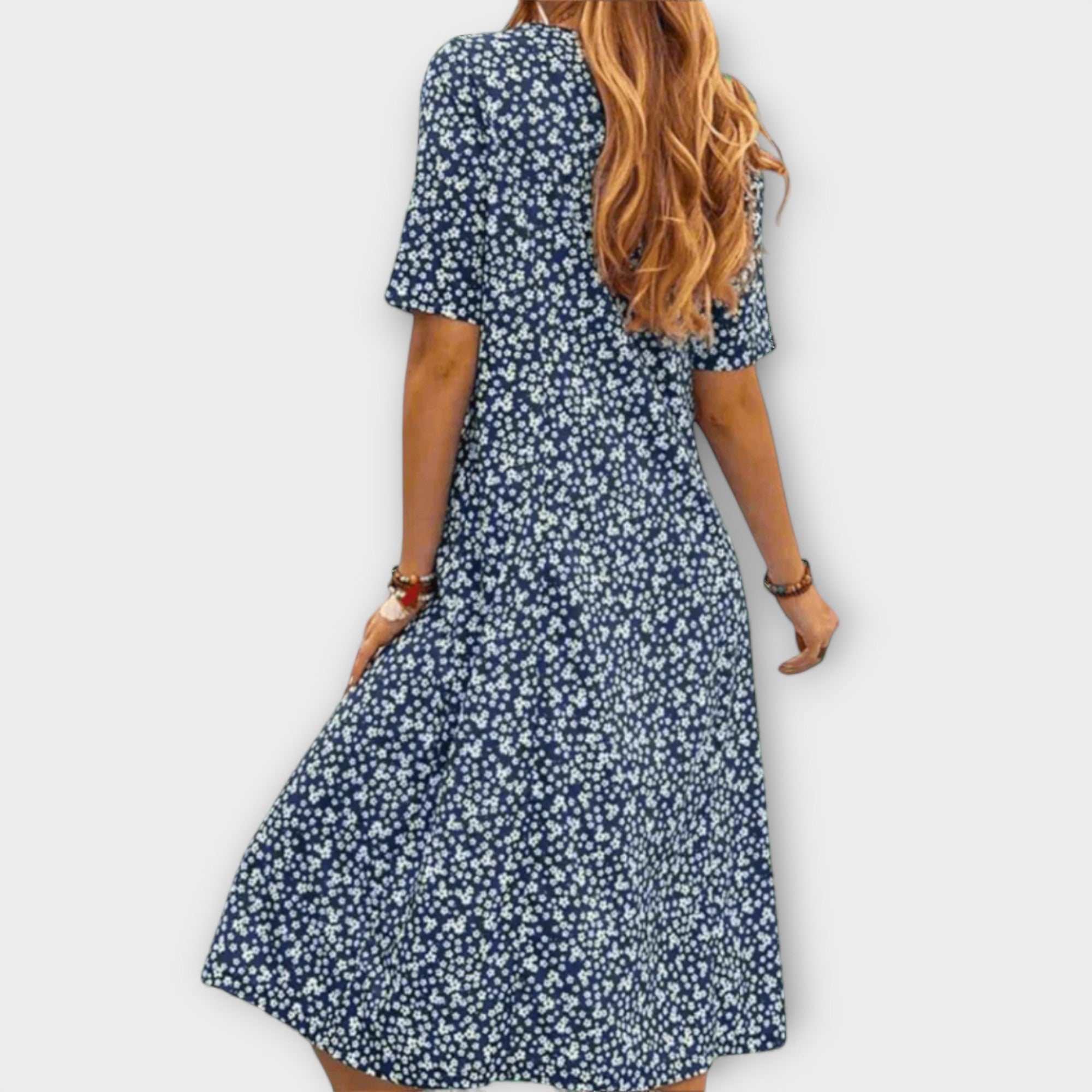 Paula - Elegancka sukienka w kwiaty z materiału premium