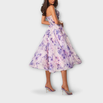 Elegancka Sukienka Midi z Chiffonu