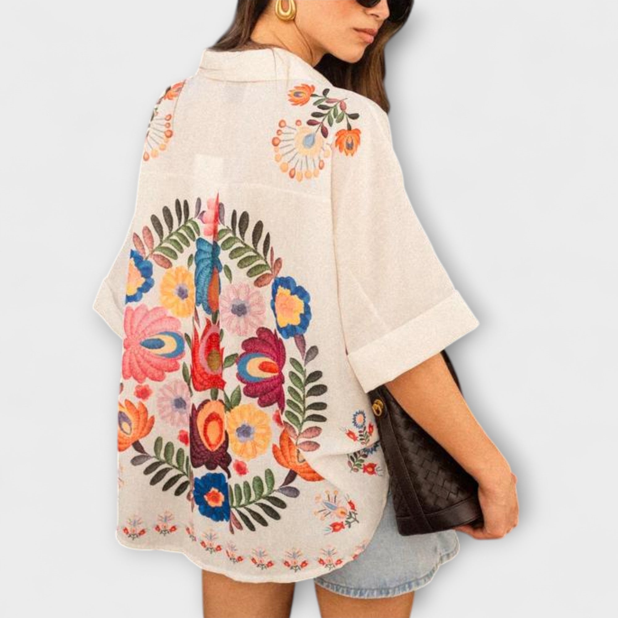 Ziva - Krótki rękaw koszula Carla z kwiatowym wzorem