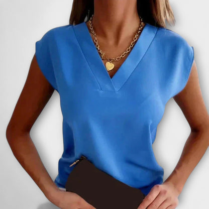 Letnia bluzka damska z dekoltem w serek i luźnymi rękawami