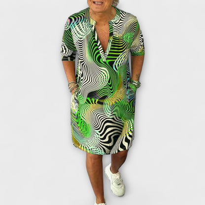 Liora - Kolorowa sukienka w serek