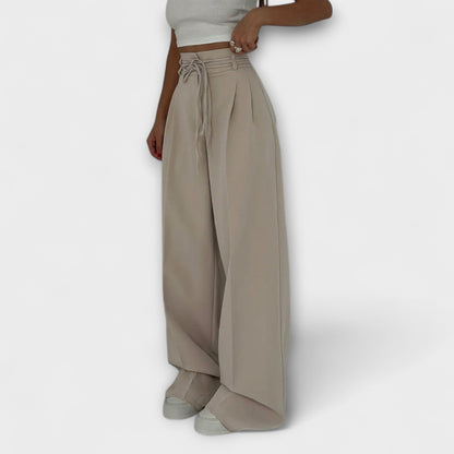 Jill - Luźne Spodnie z Sznurowaniem