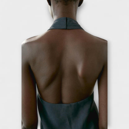 Leah - Niebieski Top na Szelkach z Wycięciem na Plecach