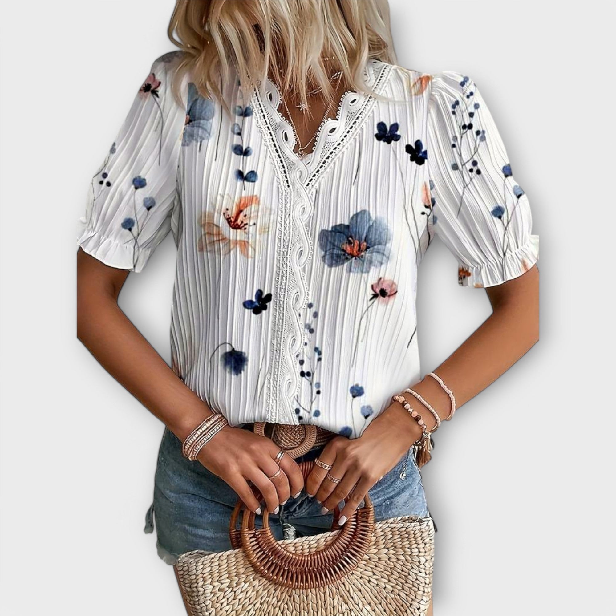 Emily - Modna Bluzka z Dekoltem w Serek