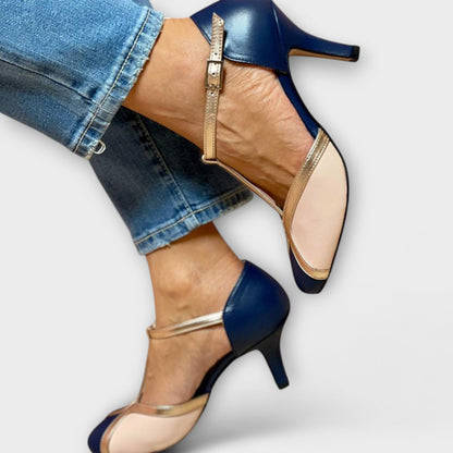 Alessia – Elegancja w Dwu Tonach z T-Strap