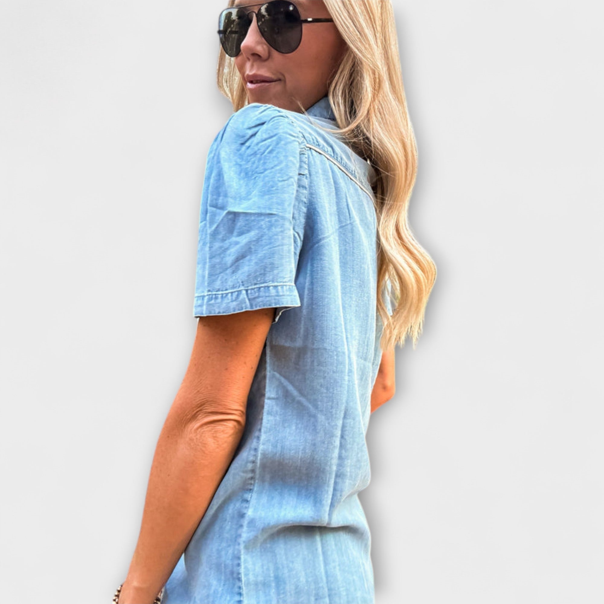 Jesień - Niebieska Koszula Western Booker z Zapięciem na Guziki