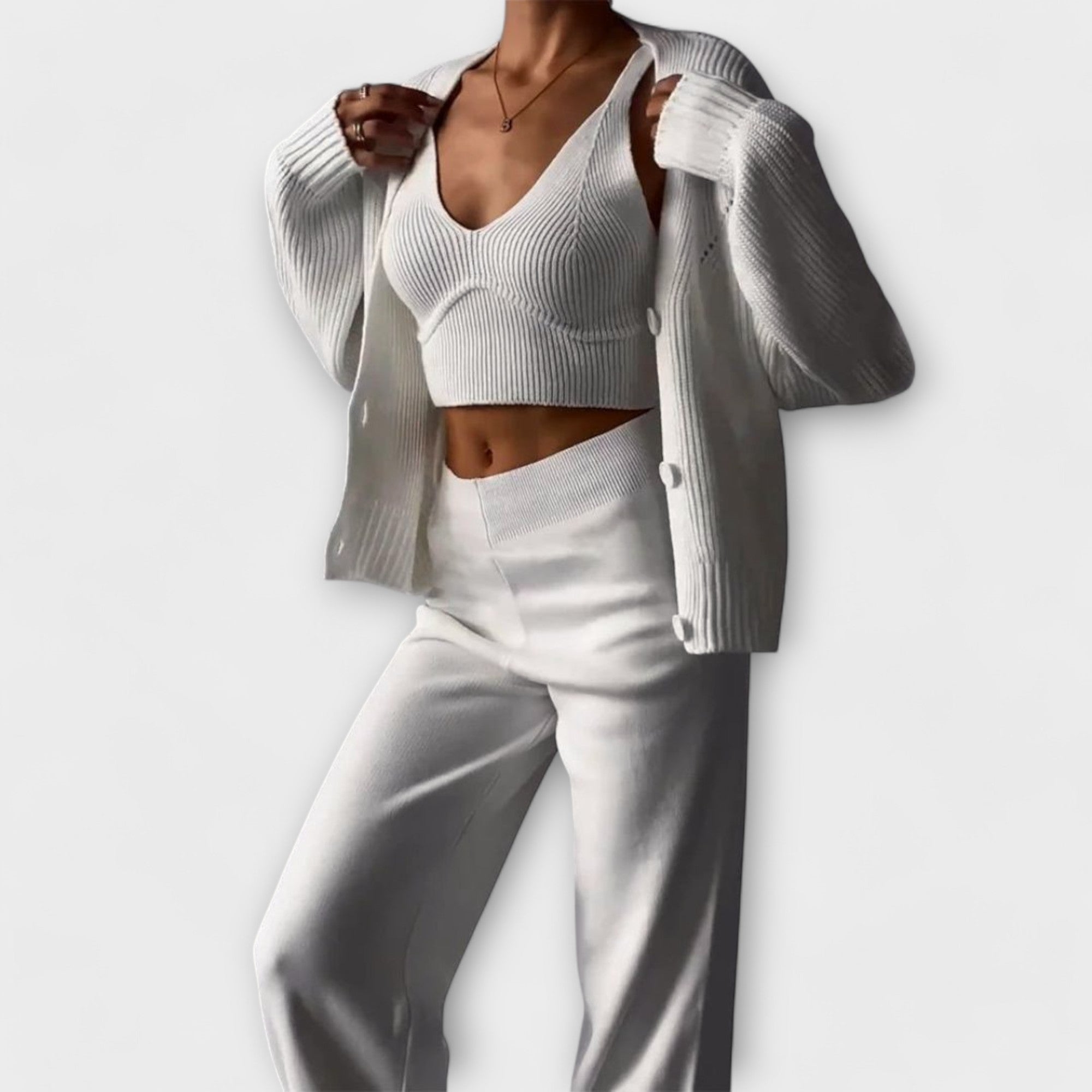 Zestaw dzianinowy Delia w trzech częściach