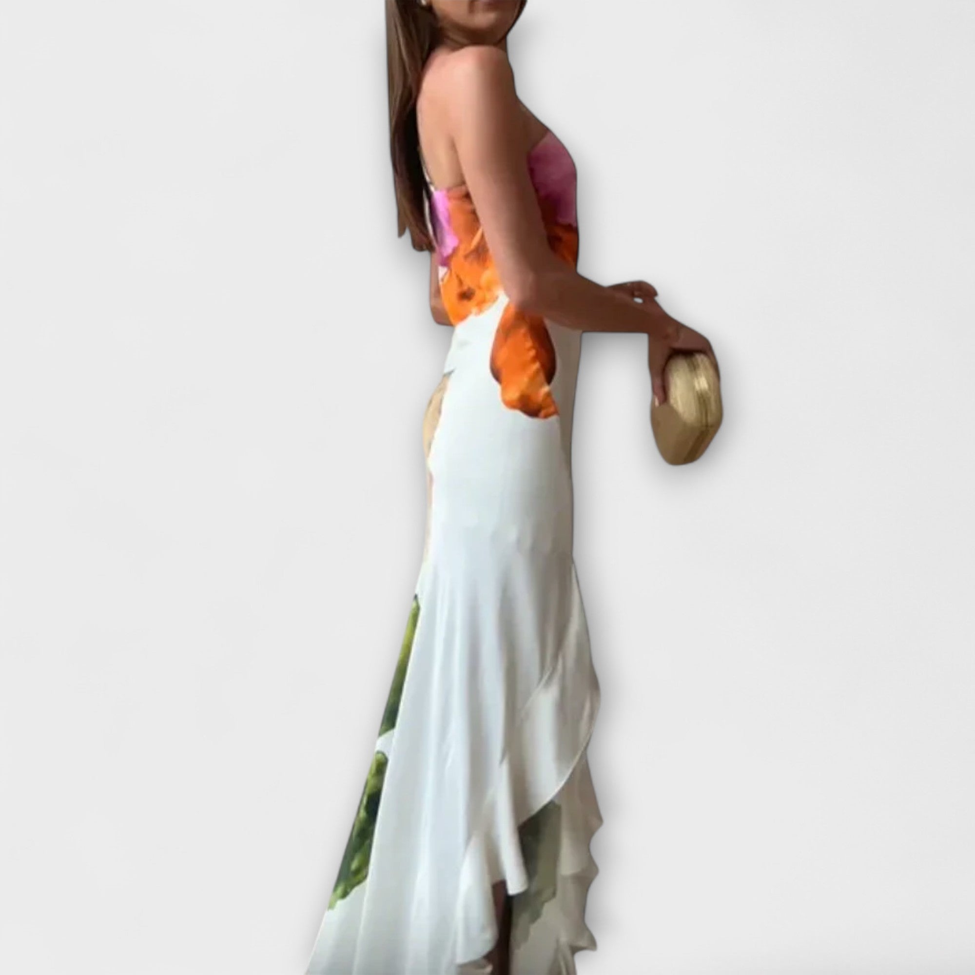 De Sapphire - Elegancka Sukienka Maxi w Stylu Patchwork