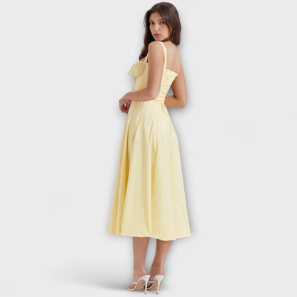 Zipporas - Dopasowana sukienka bustier z nowoczesnym wiosennym wzorem kwiatowym