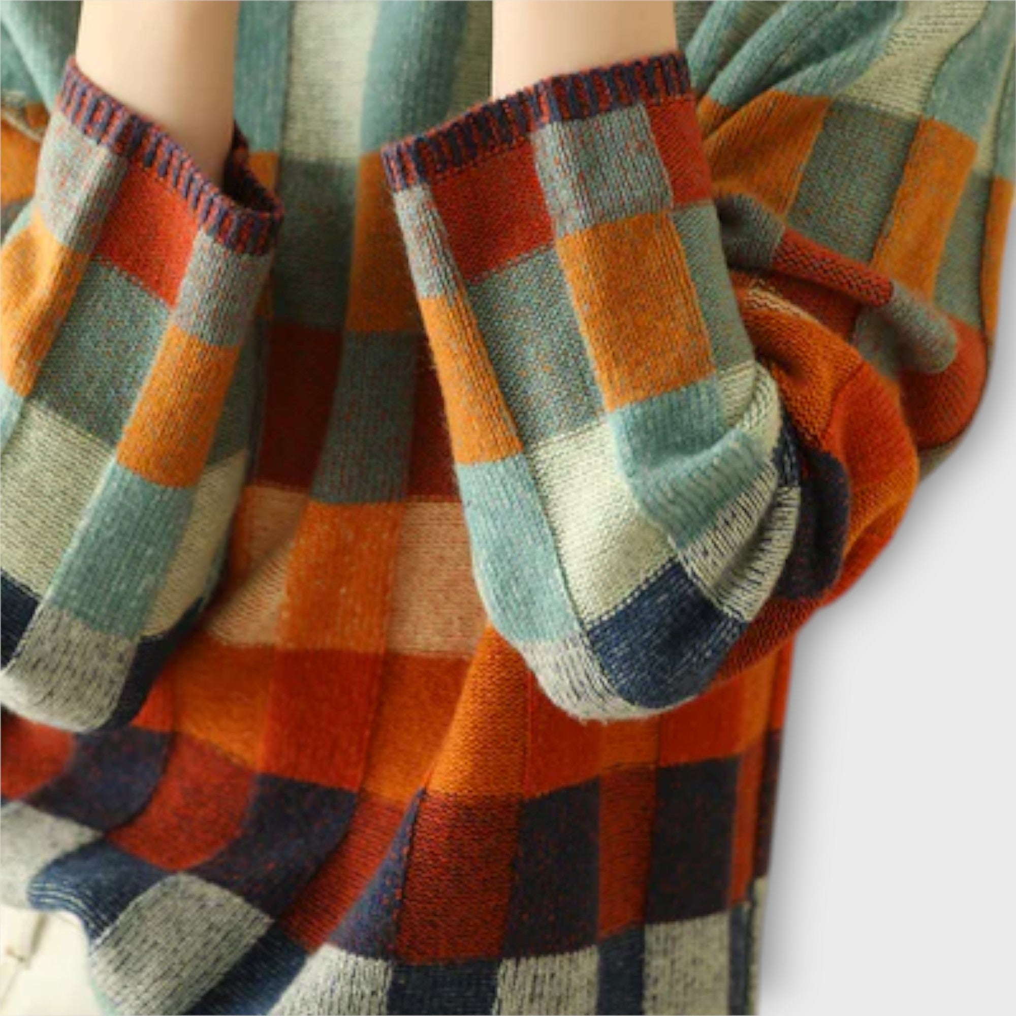 Erika - Sweter z Golfem w Stylu Patchwork