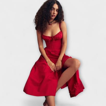 Zipporas - Dopasowana sukienka bustier z nowoczesnym wiosennym wzorem kwiatowym