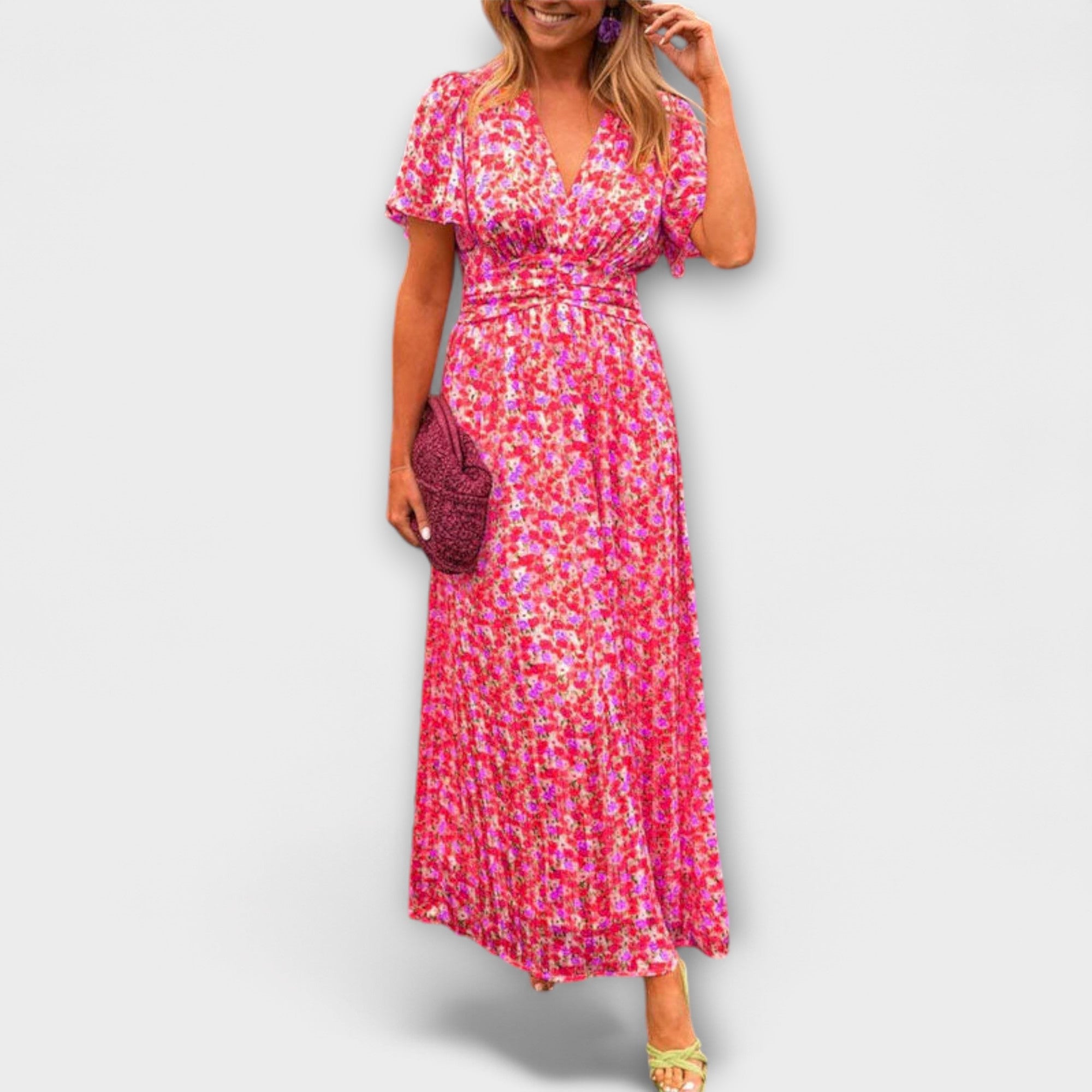 Elsie - Klasyczna Sukienka z Dekoltem w Serek