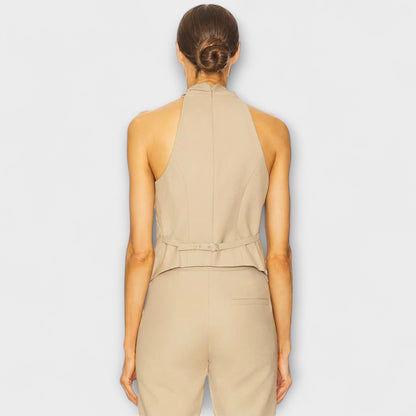 Czerwiec - Top na ramiączkach z krzyżowym dekoltem