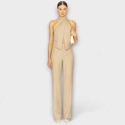 Czerwiec - Top na ramiączkach z krzyżowym dekoltem